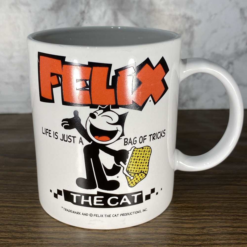 VTG Felix the Cat Coffee Cup Mug Ceramic Life is just a bag of tricks
